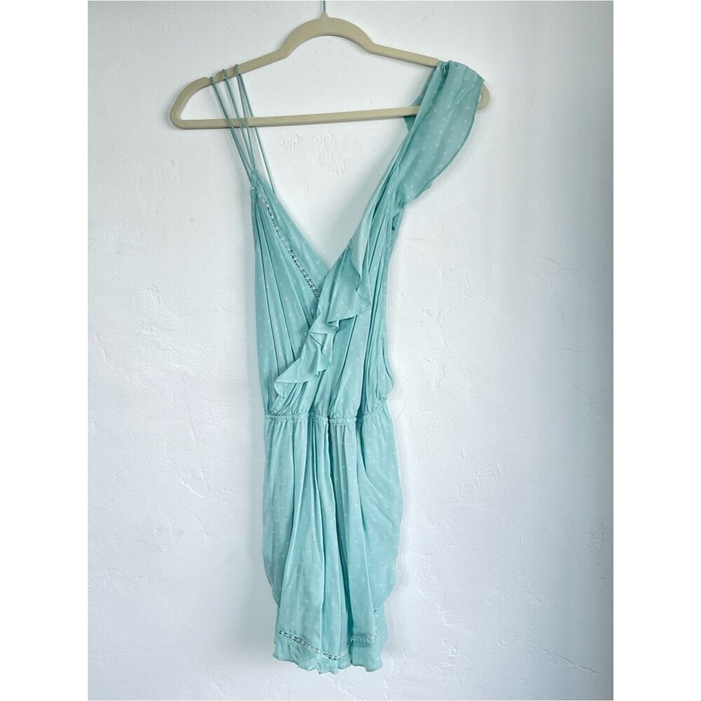 Seafoam One-Shoulder Ruffle Romper - Picture 6 of 6
